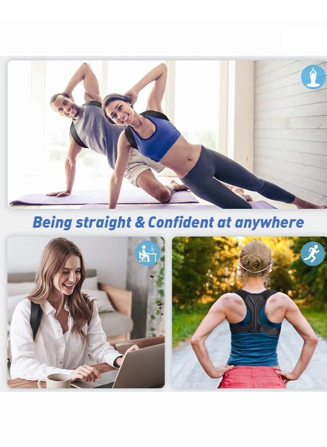 Back Correction Strap, Adjustable Posture Corrector Spine Straightener for Relief of Neck Shoulder Pain Develop Good Seated Standing for Men Women Elderly Teens (1PCS Black, L) - Image 4