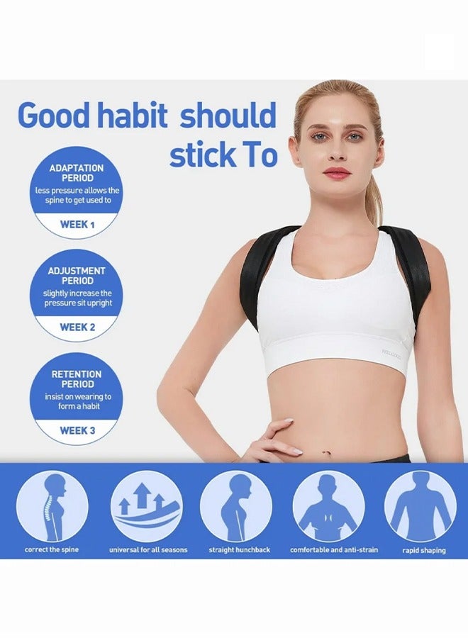 Back Correction Strap, Adjustable Posture Corrector Spine Straightener for Relief of Neck Shoulder Pain Develop Good Seated Standing for Men Women Elderly Teens (1PCS Black, L) - Image 5