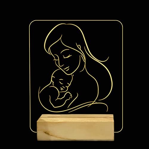 StarLaser Led 3D Illusion Mother Love Lamp Gift For Mom Birthday Warm White Light With 12V 1Amp Power Adapter - Image 2