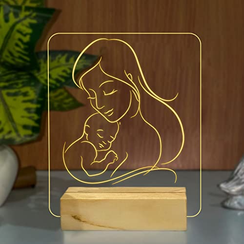 StarLaser Led 3D Illusion Mother Love Lamp Gift For Mom Birthday Warm White Light With 12V 1Amp Power Adapter - Image 1