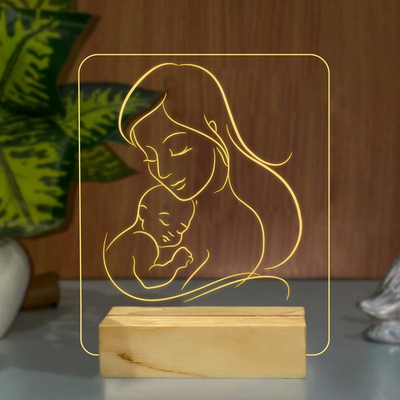 StarLaser Led 3D Illusion Mother Love Lamp Gift For Mom Birthday Warm White Light With 12V 1Amp Power Adapter - Image 5