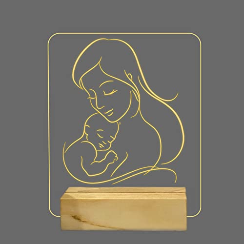StarLaser Led 3D Illusion Mother Love Lamp Gift For Mom Birthday Warm White Light With 12V 1Amp Power Adapter - Image 3