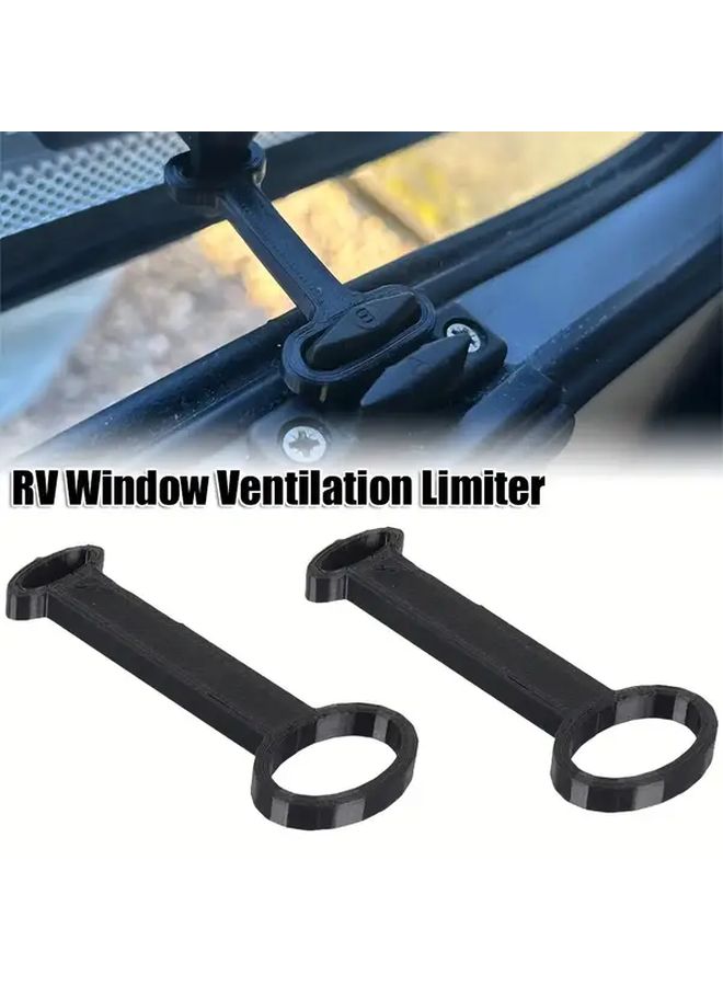 2pcs RV Camper Window Ventilation Frame With Lock Adjustable Brackets Black - Image 1