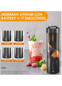 Generic Portable Blender, Cordless Blender for Shakes and Smoothies with 16 Oz Cup and Leakproof Lid, Durable Stainless Steel Blades for Powerful Blending Performance, Magnetic Rechargeable, Black  - Image 3