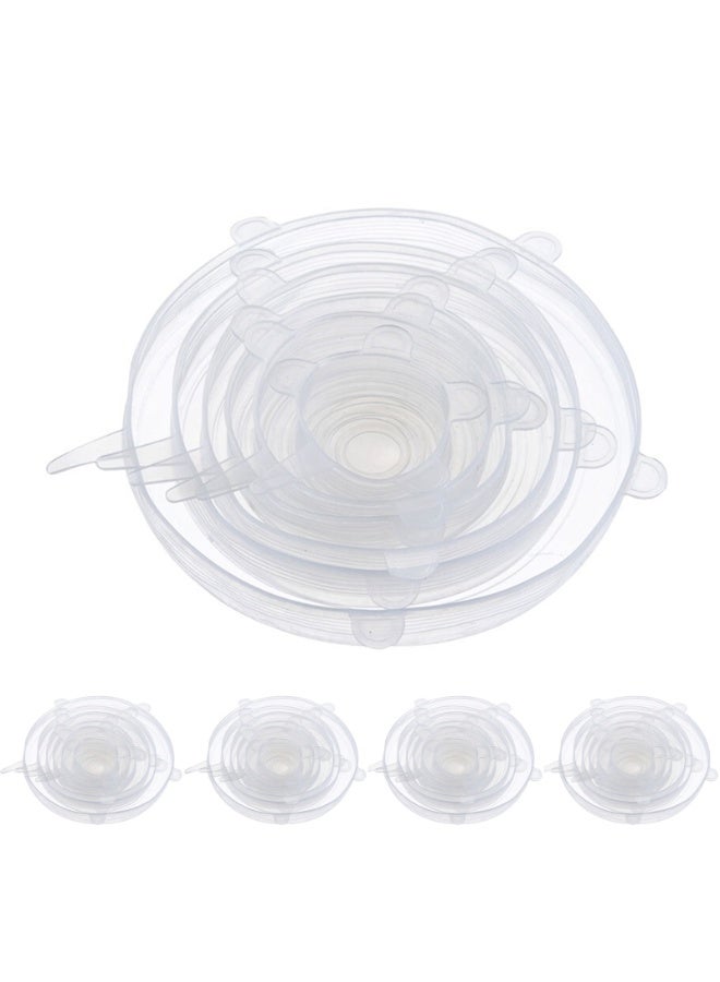 YY-Recheer 6Pcs Stretch Fresh Food Storage Covers, 4Sets Reusable Silicone Lids for Bowls, Cups and Containers, Microwave and Freezer Safe - Image 1