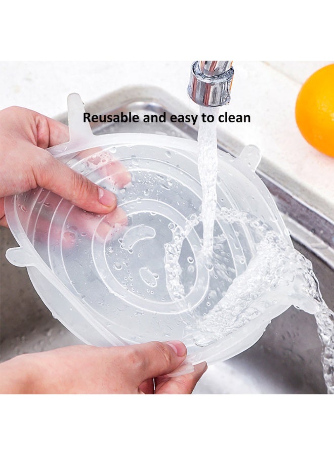 YY-Recheer 6Pcs Stretch Fresh Food Storage Covers, 4Sets Reusable Silicone Lids for Bowls, Cups and Containers, Microwave and Freezer Safe - Image 4