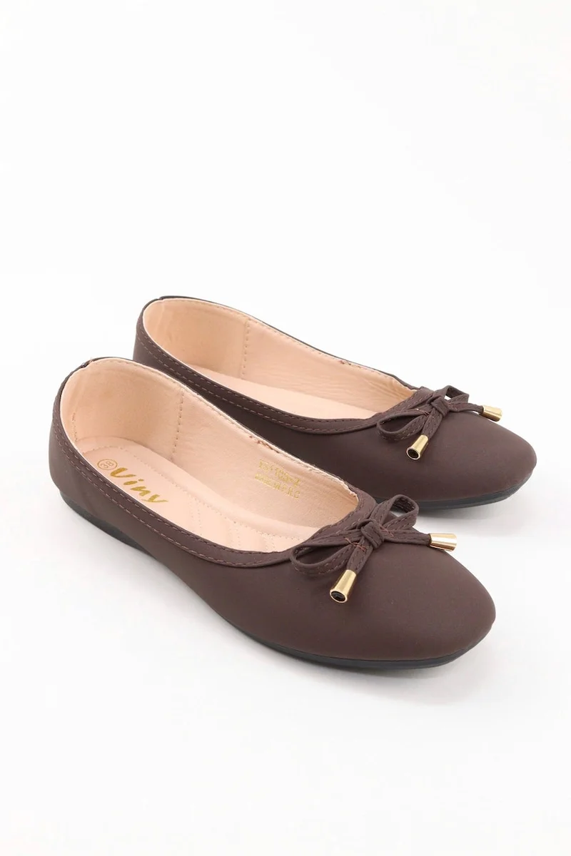 Viny VINY Women's Cushioned Ballet Flats – Comfortable Slip-On Ballerina Shoes, Lightweight Casual Flat Shoes, Soft Walking & Office Footwear for Everyday Wear