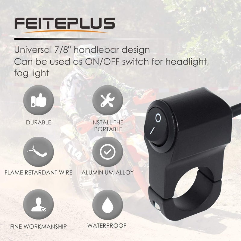 Feiteplus Aluminum Alloy Motorcycle Handlebar ON/OFF Switch - Image 3