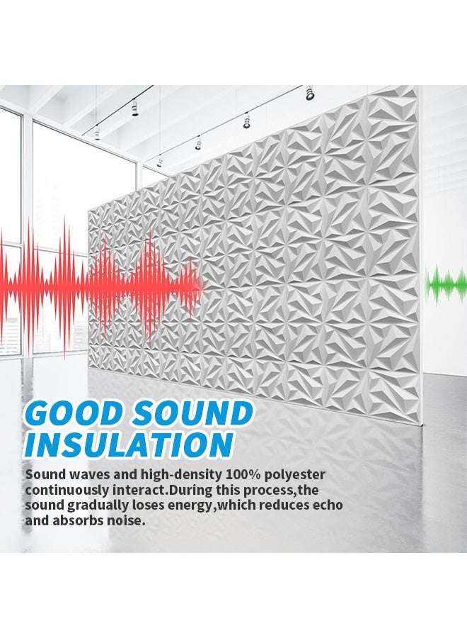 20 Pieces 3D Wall Panels, 3D Texture PVC Wallpaper,Proof Sound Insulation Wallboard Diamond Design Decorative Wall Cover PVC Material Each 12X12in - Image 4