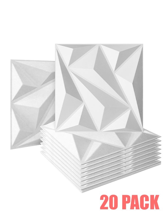 20 Pieces 3D Wall Panels, 3D Texture PVC Wallpaper,Proof Sound Insulation Wallboard Diamond Design Decorative Wall Cover PVC Material Each 12X12in - Image 1