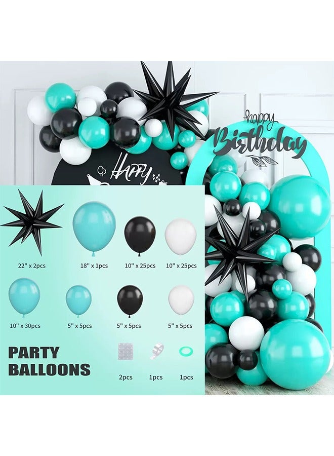 98-pcs Blue Black White Latex Decorative Balloon Arch Garland Set - Perfect for Graduation Baby Shower Wedding Birthday Bachelorette Party Backdrop Decoration - Suitable for Indoor and Outdoor