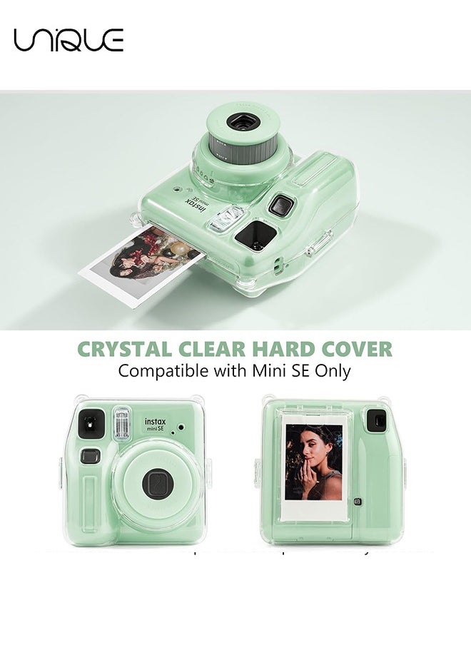 Unique 3 Pack Clear Camera Case - Hard Clear Case for Fujifilm Instax Mini SE Instant Camera, Mini SE Plastic Cover with Cute Sticker and Shoulder Strap - Green Lovely Panda  - Image 5