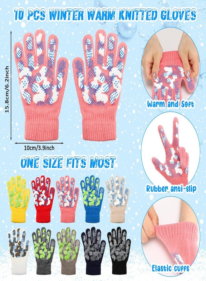 JaGely 20/12 Pcs Kids Beanies Hats Gloves for 5-12 Years Winter Warm Gloves Beanie Hat Stretchy for Boys Girls Homeless Gift(Bright Colors,20 Pcs) - Image 3