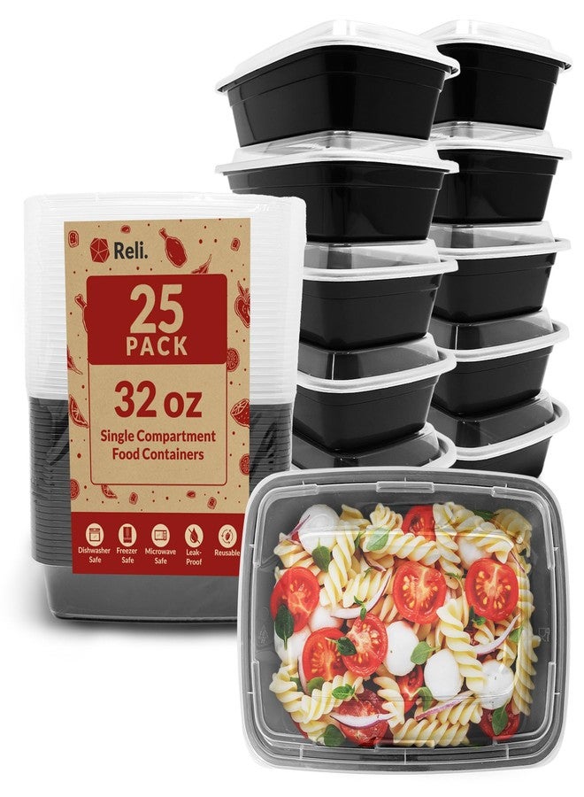 Reli. Meal Prep Containers 32 oz (25 Pack) 1 Compartment Meal Prep Containers Reusable, Microwave Safe | Plastic Togo Box for Food | Boxes for Takeout, To Go, Leftover, Food - Image 1