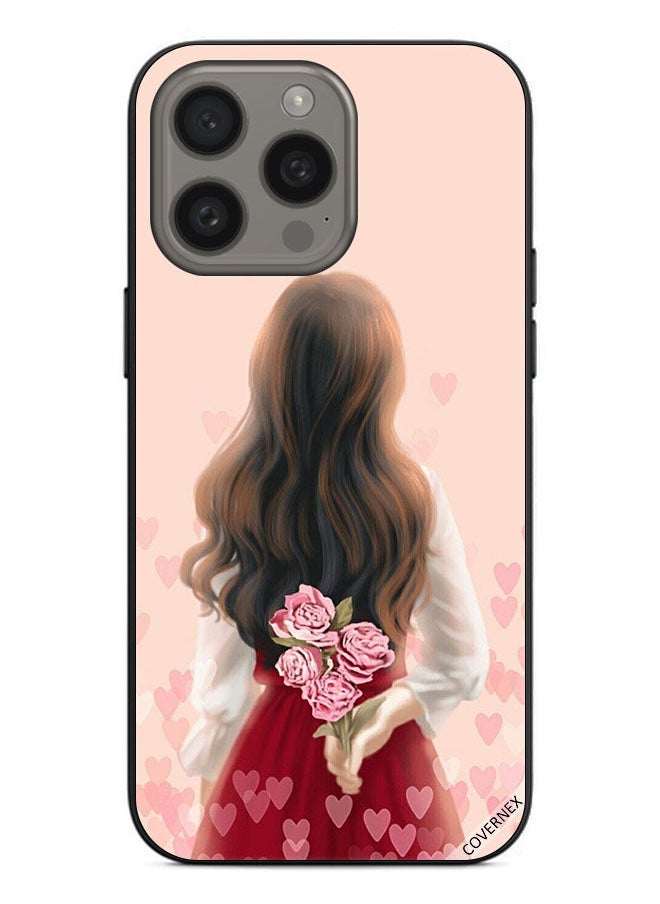 Covernex - Protective Case Cover For Apple iPhone 15 Pro Max Girl Hiding Flowers - Image 1