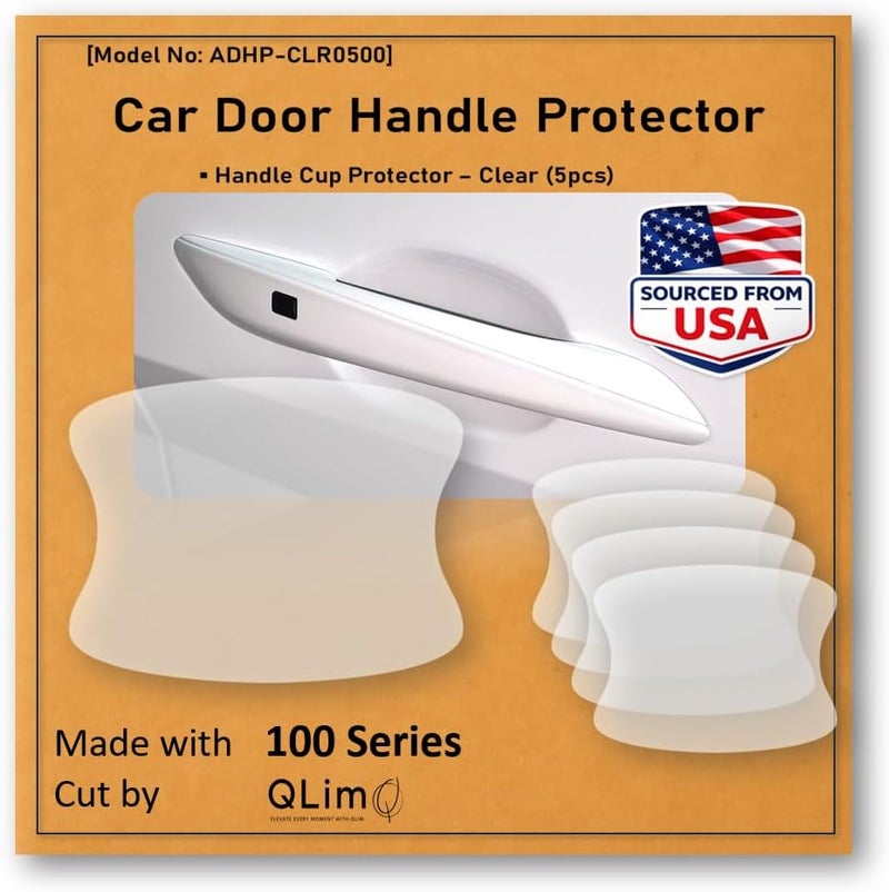 QLim 3M-5pcs Car Door Handle Cup Protector/Sticker/Guard, 3M-PPF(Paint Protection Film), Clear(Transparent), Anti Scratch, Universal Fit for Most Cars (Clear/5pcs) Multiple design variants - Image 1