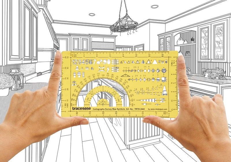Traceease Map Drafting Cartography Survey Map Symbols Template Drawing Stencil,Designing Template Measuring Ruler - Image 3