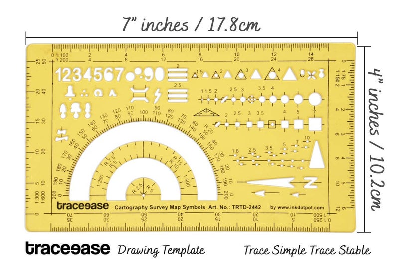 Traceease Map Drafting Cartography Survey Map Symbols Template Drawing Stencil,Designing Template Measuring Ruler - Image 2