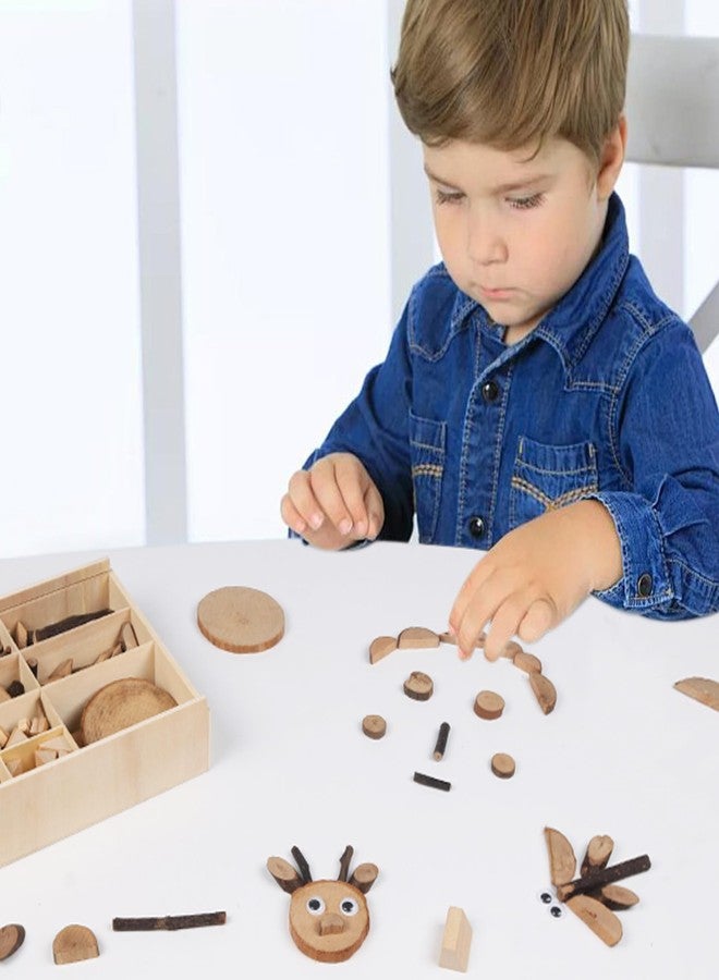 Candywood Wooden Unfinished Craft Kits Toy,Unfinished Natural Wood Slices Loose Part Play,DIY Wood Slices Kit for Toddler 3+ (UN_M) - Image 3