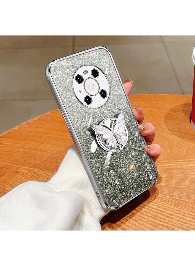 اس-توب جراب لهاتف Huawei Mate 40 Pro، جراب هاتف TPU بحامل على شكل فراشة لامع متدرج اللون - Image 1