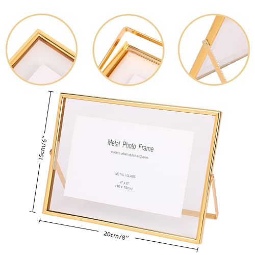 HOME ELEMENTS Metal Photo Frame for Table (4"x6",Gold) Floating Picture Frame, Family Photo Frame With Stand, Tabletop Photo Frames for Sweet Memories, Home Decor, Office Desk & Table Decoration - Image 2