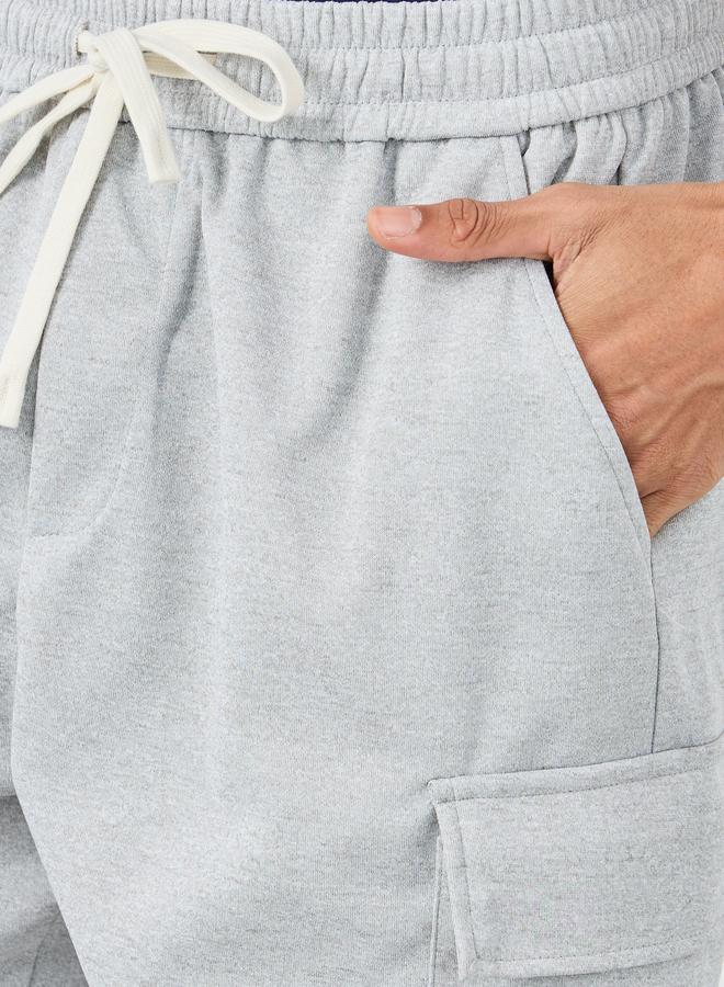 Styli Men Grey Relaxed Fit Solid Cargo Shorts - Image 3