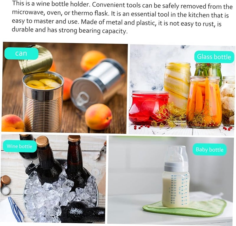 Green Bottle Clamp Deep Tong for Safe Handling of Jars and Bottles Comfortable One Handed Kitchen Tool - Image 4