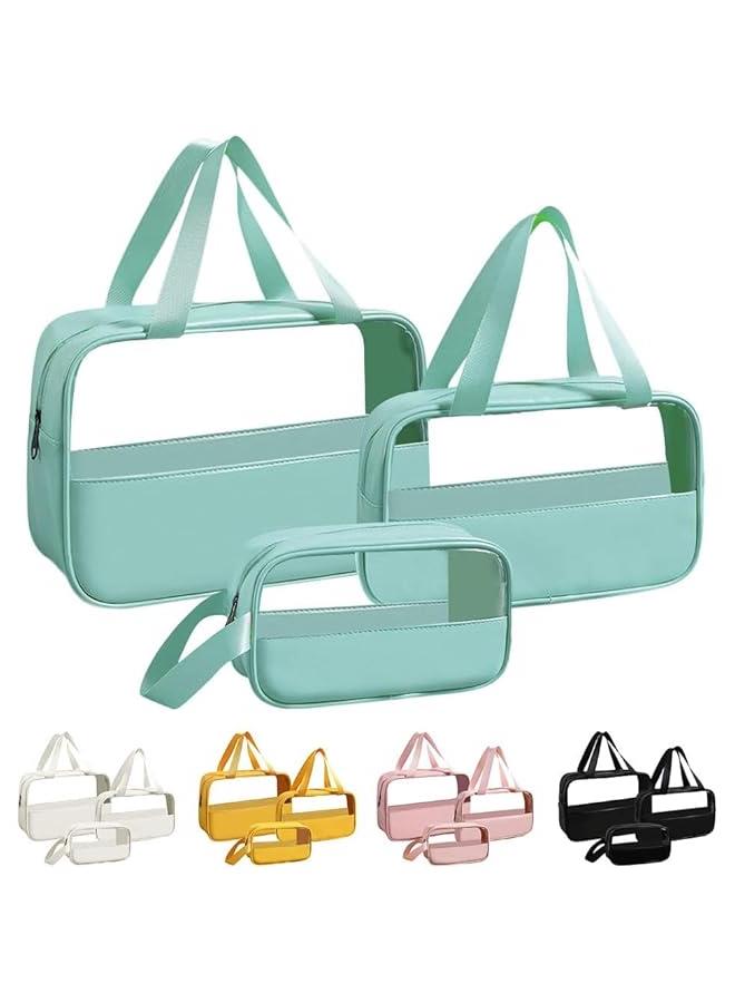 Waterproof Toiletry Bag for Women Clear Travel Toiletry Bag Travel Makeup Bag Hanging Toiletry Bag for Men Toiletry Bags for Traveling Women Travel Bag for Toiletries Transparent Set (Green) - Image 1