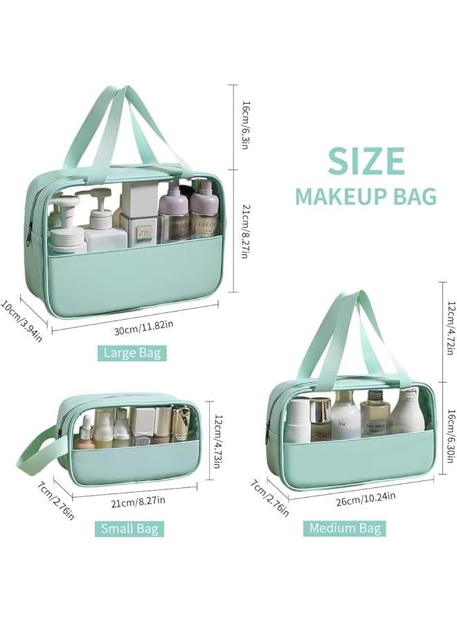 Waterproof Toiletry Bag for Women Clear Travel Toiletry Bag Travel Makeup Bag Hanging Toiletry Bag for Men Toiletry Bags for Traveling Women Travel Bag for Toiletries Transparent Set (Green) - Image 3