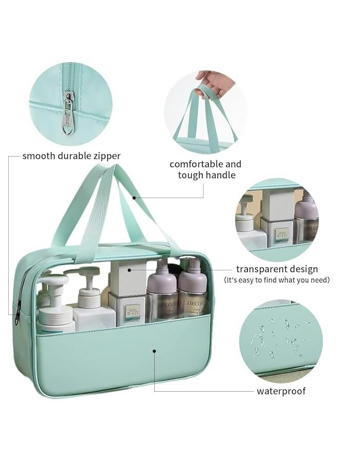 Waterproof Toiletry Bag for Women Clear Travel Toiletry Bag Travel Makeup Bag Hanging Toiletry Bag for Men Toiletry Bags for Traveling Women Travel Bag for Toiletries Transparent Set (Green) - Image 5