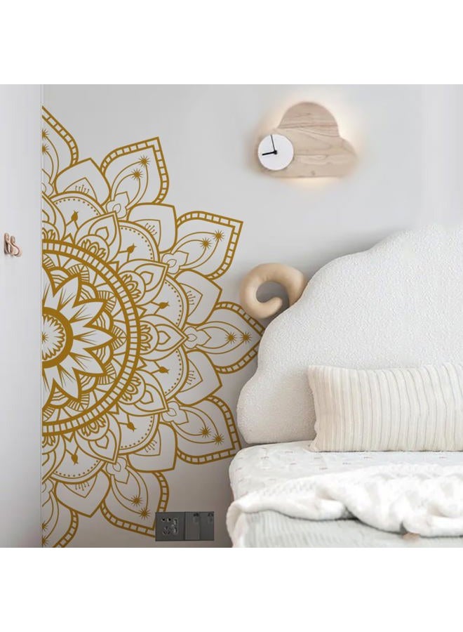 Runtoo Half Mandala Wall Decals Large Peel and Stick Gold Boho Lotus Floral Wall Decal for Living Room Bedroom Yoga Headboard India Decor - Image 3