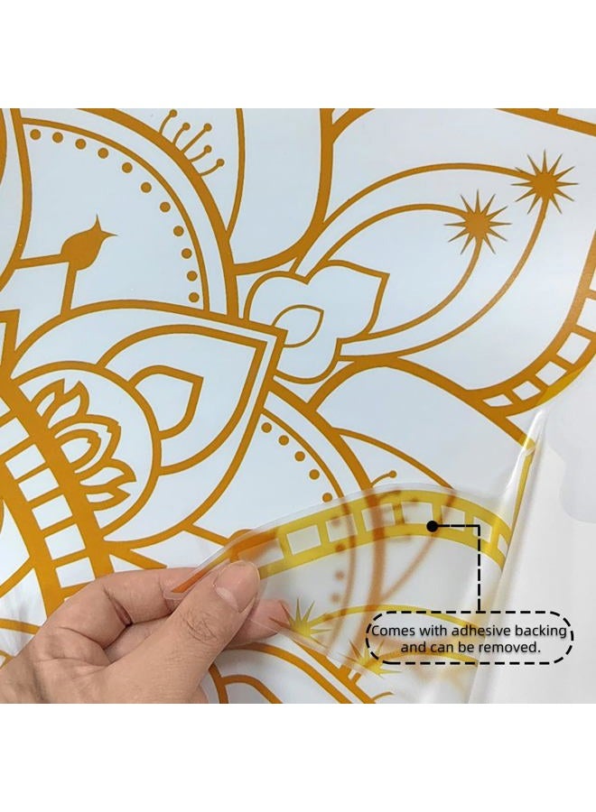 Runtoo Half Mandala Wall Decals Large Peel and Stick Gold Boho Lotus Floral Wall Decal for Living Room Bedroom Yoga Headboard India Decor - Image 4