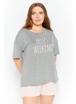 Women 2 Piece Pajama Top And Bottom Set, Grey