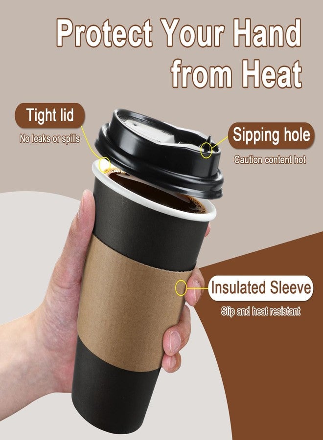 RAZCC 120 Pack 12 oz Paper Coffee Cups Set, Disposable Black Coffee Cups with Lids, Sleeves and Stirring Sticks, Fit For Cold and Hot Drinks - Image 5