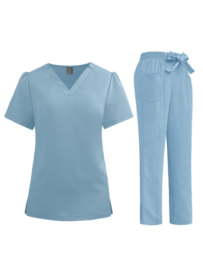 NIBEMINENT Nursing Hospital Uniforms V-Neck Straight Pant Medical Scrub Set Fashion Scrubs Clinical Uniform Woman Workwear - Image 1