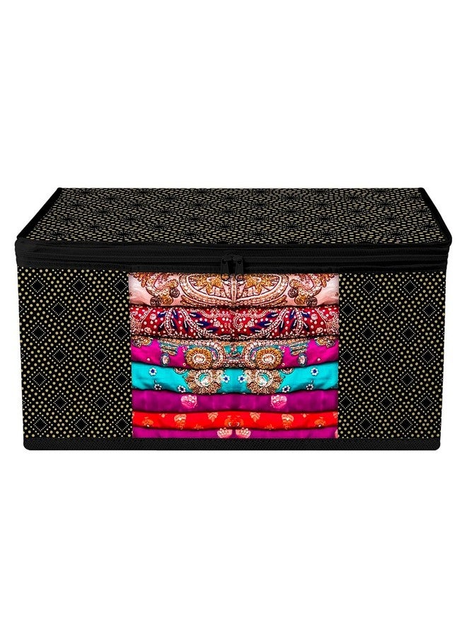 Kuber Industries Pack of 6 Saree Storage Bag | Clothes Storage Bag | Wardrobe Storage Bag | Cloth Storage Organizer | Visible Window Saree Bag | Golden Dot | 9 Inch | Black - Image 2