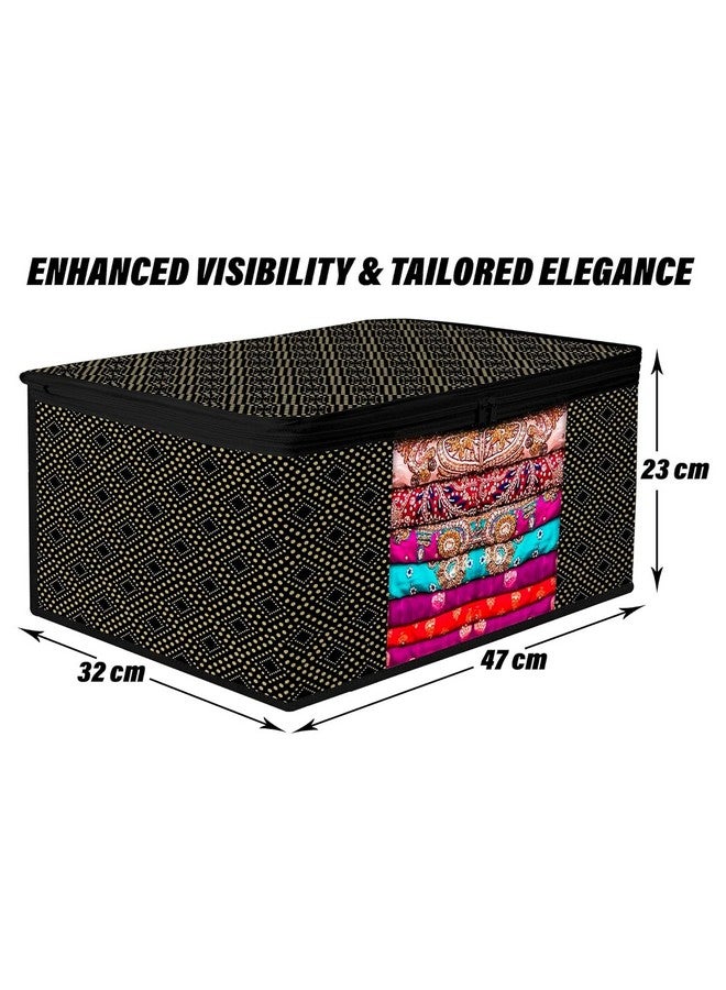Kuber Industries Pack of 6 Saree Storage Bag | Clothes Storage Bag | Wardrobe Storage Bag | Cloth Storage Organizer | Visible Window Saree Bag | Golden Dot | 9 Inch | Black - Image 3