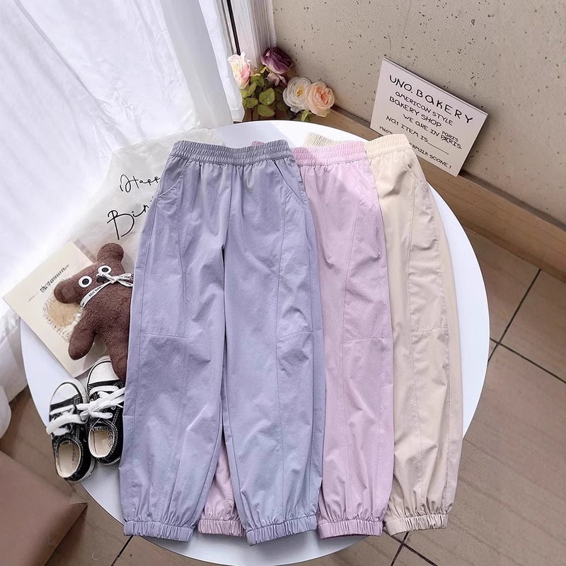 Girls' Ice Silk Anti-Mosquito Pants Summer Thin Quick-Drying Middle And Large Children'S Casual Pants All-Match Loose Sunscreen Breathable Sports Pants - Image 3