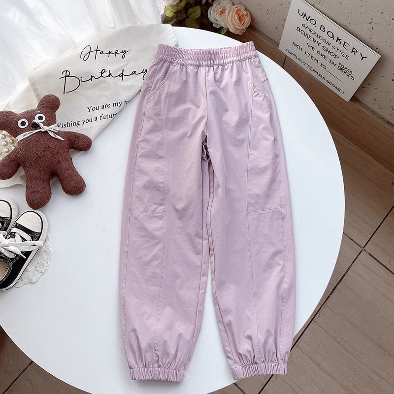 Girls' Ice Silk Anti-Mosquito Pants Summer Thin Quick-Drying Middle And Large Children'S Casual Pants All-Match Loose Sunscreen Breathable Sports Pants - Image 1