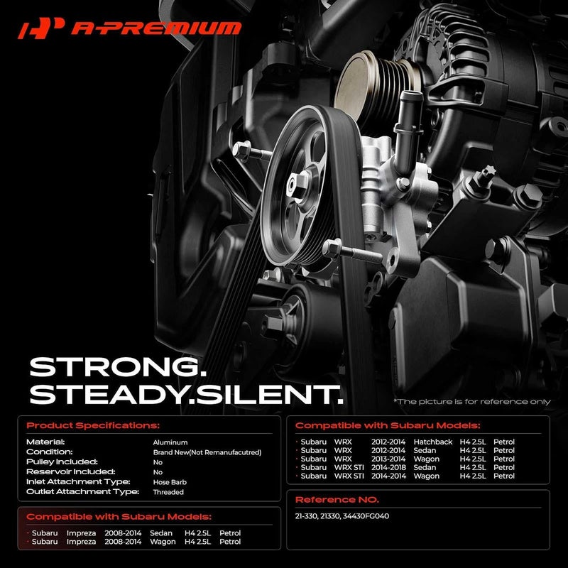 A-Premium Power Steering Pump for Subaru Impreza, WRX, and WRX STI (2008-2021) - Replacement #34430FG040 - Image 2