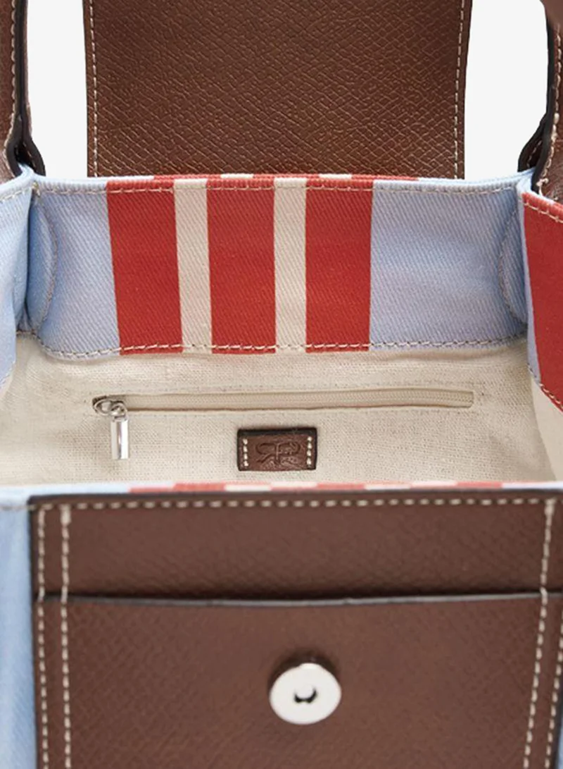 Parfois Blue Tote Bag Of Nylon With Stripes With Flap for Women | Best Price UAE