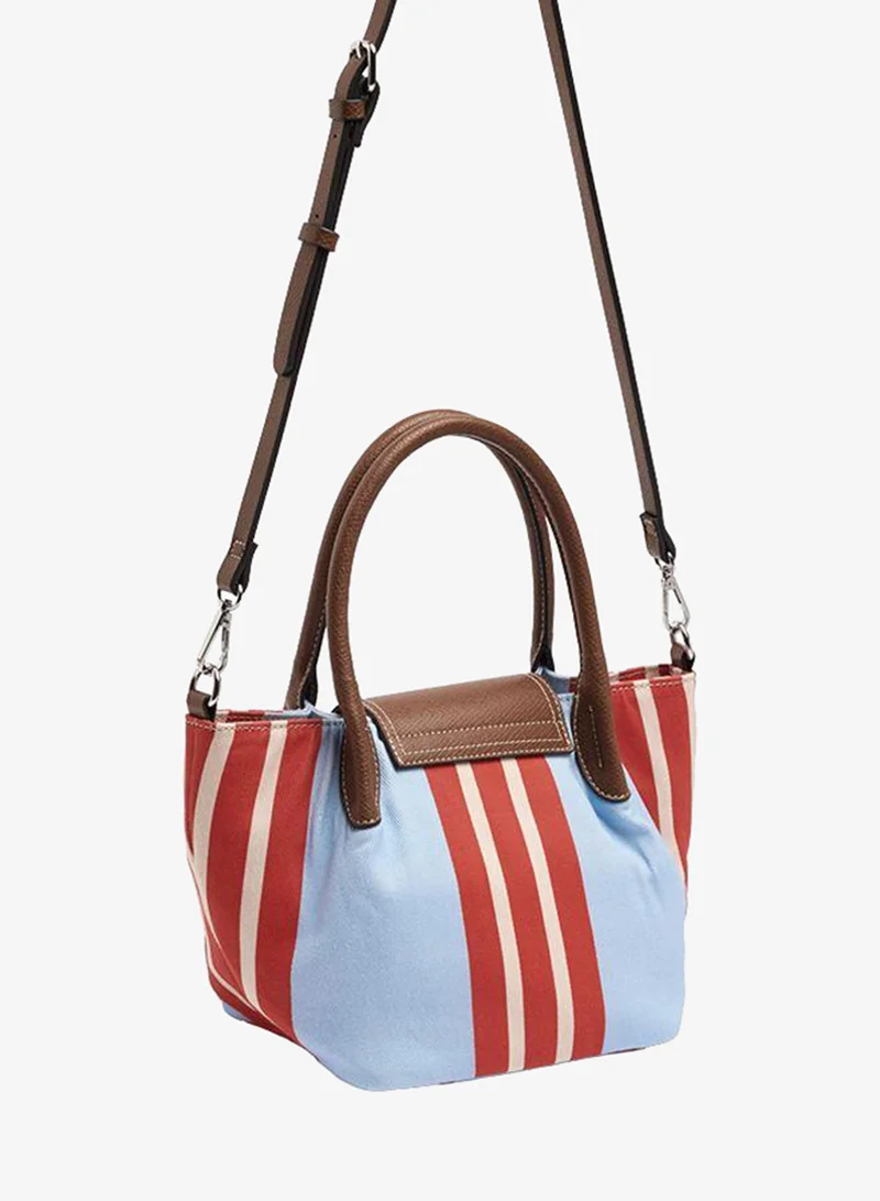 Parfois Blue Tote Bag Of Nylon With Stripes With Flap for Women | Best Price UAE