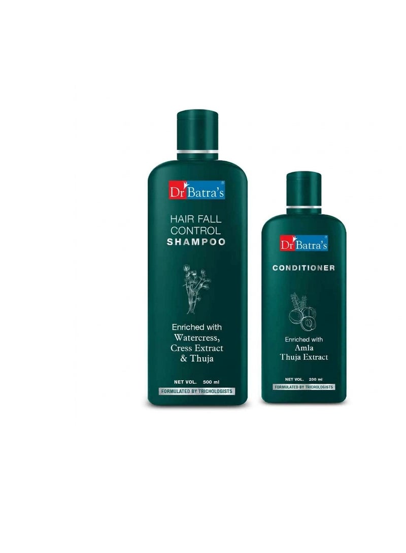 Dr Batra's Hair Fall Control Shampoo - 500ml, Conditioner - 200ml, Enriched with Thuja, Deep Nourishment, Repair of Damaged hair, Frizz Control (Pack of 2 for Men and Women) - Image 4