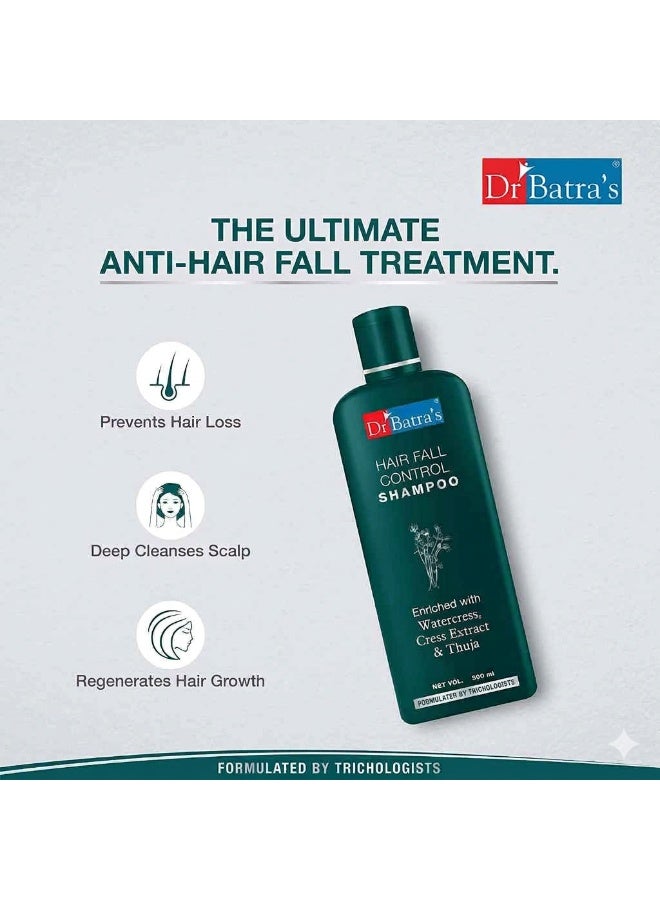 Dr Batra's Hair Fall Control Shampoo - 500ml, Conditioner - 200ml, Enriched with Thuja, Deep Nourishment, Repair of Damaged hair, Frizz Control (Pack of 2 for Men and Women) - Image 2