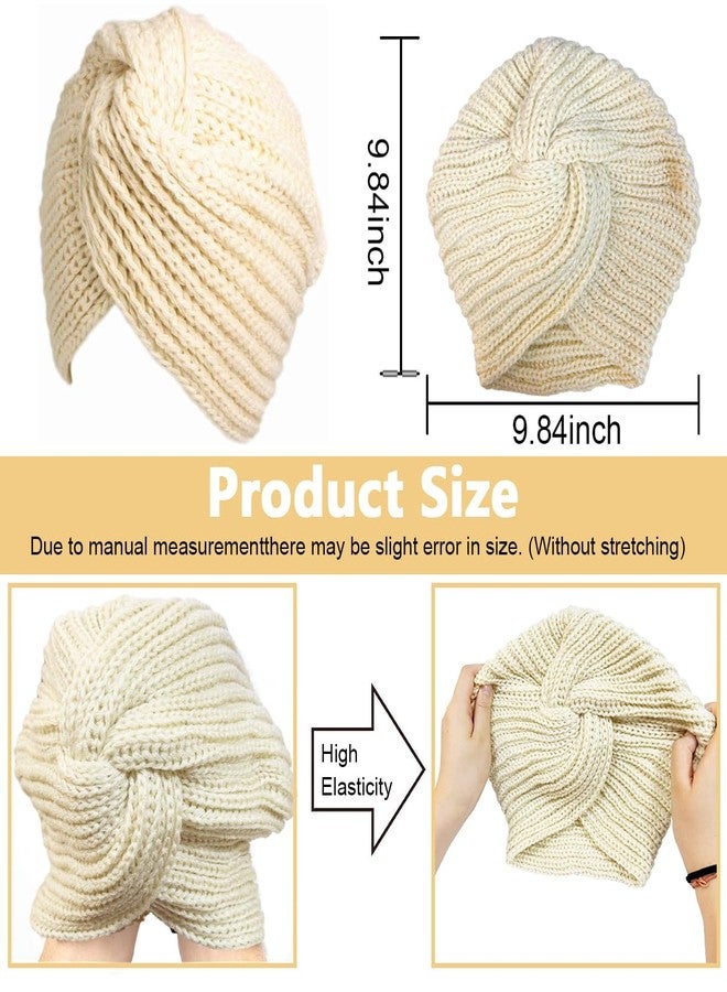 PALAY Turban Winter Cap for Women - Woolen Warm Fashion Knitting Hat, Stretchy Crochet Couple Cap, Gift Clothes (Beige), Free Size - Image 2