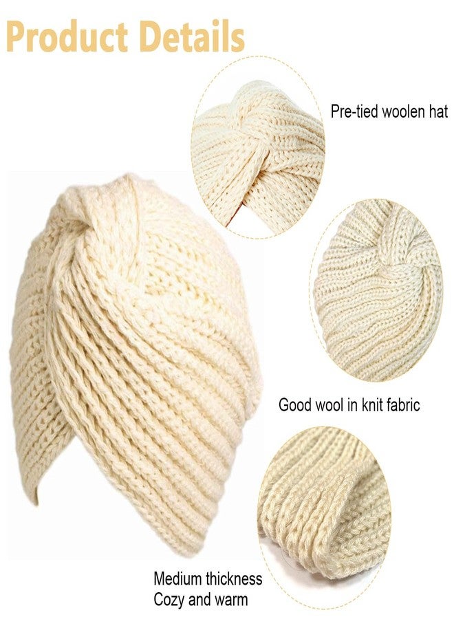 PALAY Turban Winter Cap for Women - Woolen Warm Fashion Knitting Hat, Stretchy Crochet Couple Cap, Gift Clothes (Beige), Free Size - Image 3