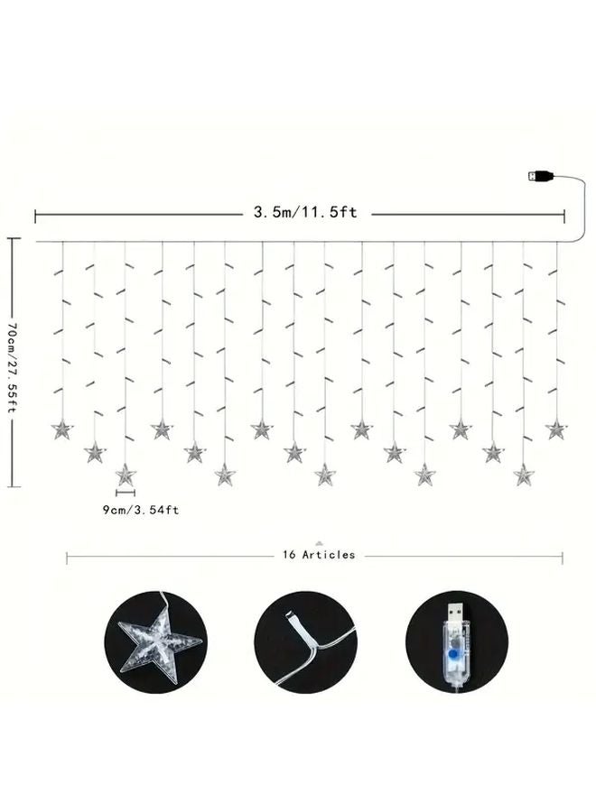 1pc Warm White USB Powered Hanging Crystal Fairy String Light 160LED 8 Modes - Image 3