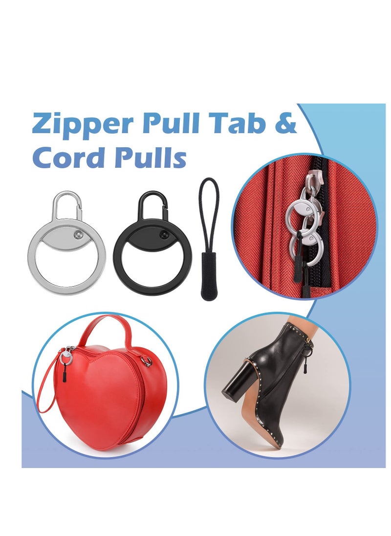Excefore Ring Zipper Pull Replacement, Zipper Pulls Extensions, Luggage Zipper Tab Replacement, 16 Pcs Detachable Zipper Pulls Repair Kit Zipper Tab Tags Cord Extension Fixer for Jackets Backpack  - Image 2