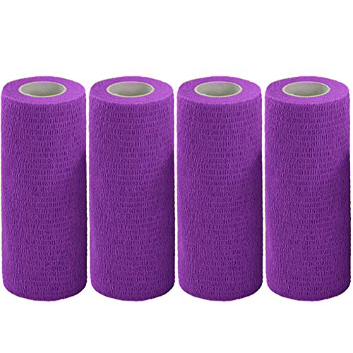 MaoTopCom Vet Wrap Tape Bulk 6 Inch Self-Adhesive Cohesive Bandage Wraps Wide Bandages for Horses Dogs Cats Animals Pets, Purple, 4 Rolls - Image 1
