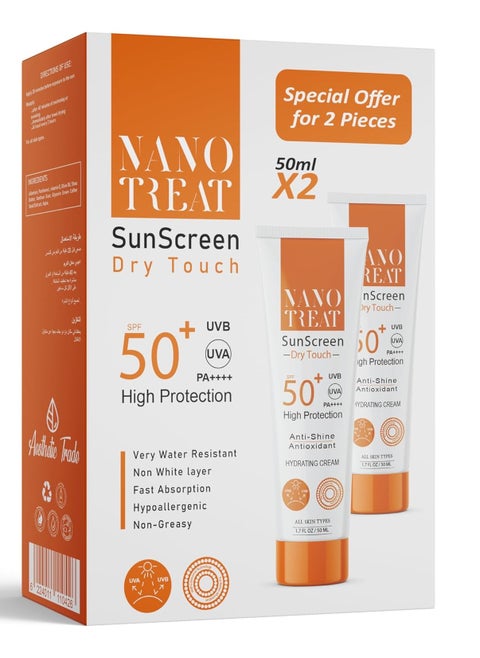 Nano Treat SunScreen Dry Touch Gel Cream Ultra Light Gel With Spf 50 Pa++++ For Broad Spectrum, UVA, UVB High Protection - Non White Cast - Water Resistant -